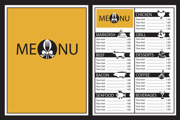 menu design with fork and spoon