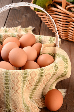 Basket of Brown Eggs