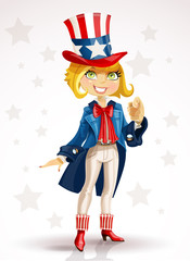 Blond girl Celebrates fourth of July