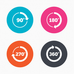Angle degrees circle icons. Geometry math signs.