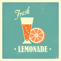 Fresh local homemade lemonade drink vintage design poster