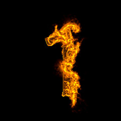 Fototapeta premium Fire alphabet isolated on black
