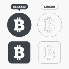 Bitcoin sign icon. Cryptography currency symbol