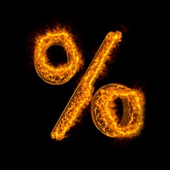 Fire alphabet isolated on black