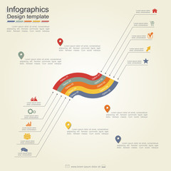 Infographic report template with lines and icons. Vector