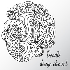 isolated black and white decor element style zentangle