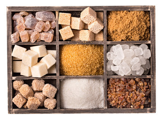 Box of various kinds of sugar
