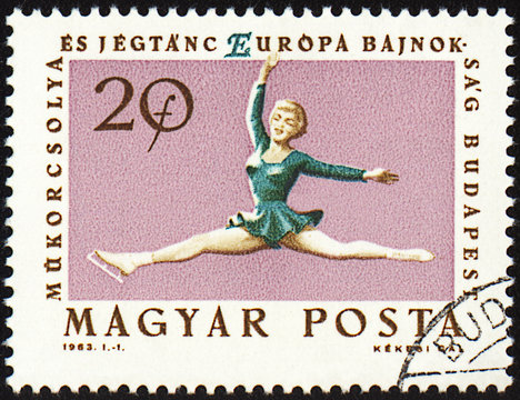 Figure skating on post stamp