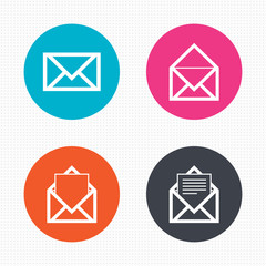 Mail envelope icons. Message document symbols.