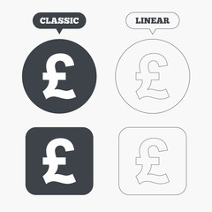 Pound sign icon. GBP currency symbol.