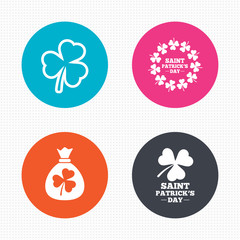 Saint Patrick day icons. Money bag with clover.