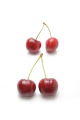 Ripe red cherry berries  isolated on white background