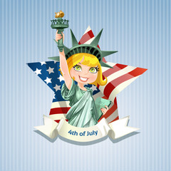 Poster with a beautiful statue of liberty on USA Independence Da