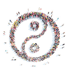 people in the shape of yin yang.