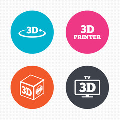 Fototapeta premium 3d technology icons. Printer, rotation arrow.