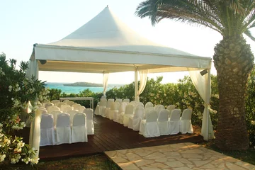 Photo sur Plexiglas Plage de Camps Bay, Le Cap, Afrique du Sud pavilion for wedding on the beach