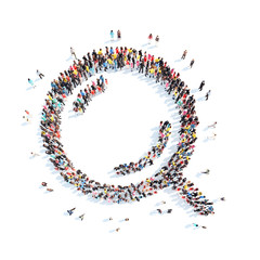 people in the shape of a magnifying glass.