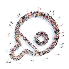 people in the shape of a tennis racket.