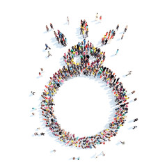 people in the shape of an engagement ring.