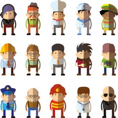 Set of vector cute character avatar icons in flat design 