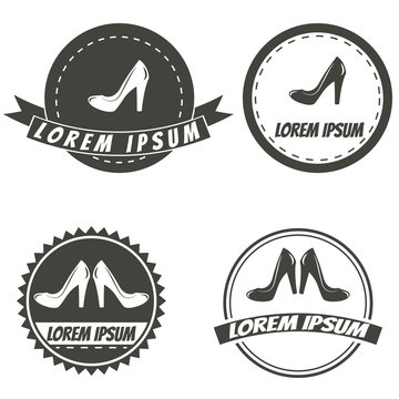 Set of vintage fashionably emblems, shoes logo