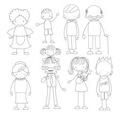 Vector children's doodle of happy family