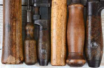 Closeup Antique Tool Hnadles