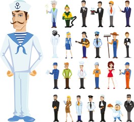 Cartoon vector characters of different professions 