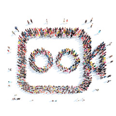 people in the shape of a video camera.