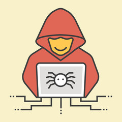 Colorful thin line hacker icon