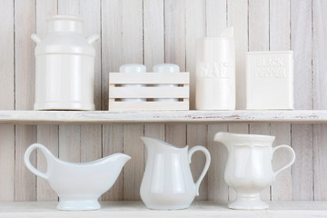 White Rustic Kitchen Shelves