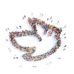 people in the shape of a dove wedding.