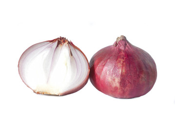 red onion on white background