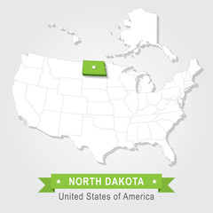 North Dakota state. USA administrative map.