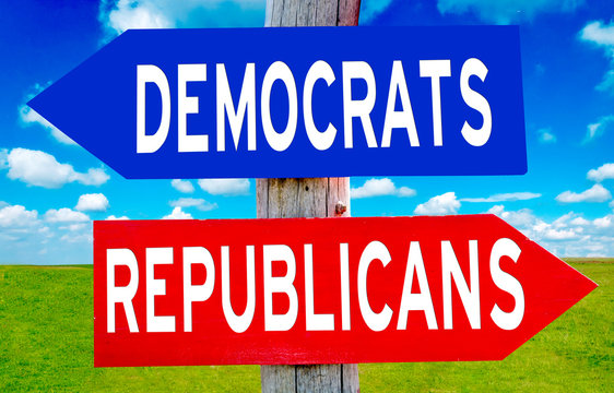 Republican and Democrat sign