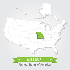 Missouri state. USA administrative map.