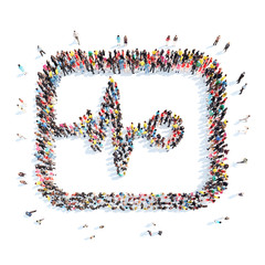 people in the shape of medical cardiogram.