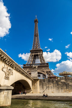 Seine and Eiffel tower  in Paris