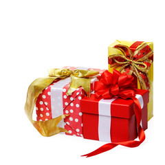 Colorful gifts box isolated on white background