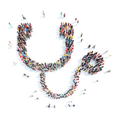 people in the shape of a medical stethoscope.