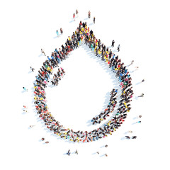  people in the shape of a drop.