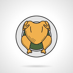 Roasted chicken flat color vector icon