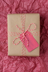 Christmas Gift on Red Tissue