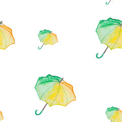 Watercolor raster autumn umbrella seamless pattern