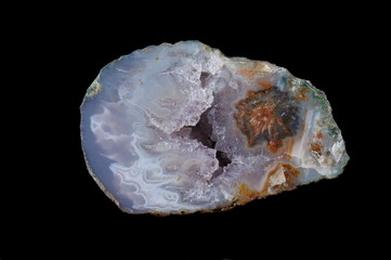 Cut and polished agate. Origin: Poland, Rudno near Krakow. Rare and valuable specimen of exploited deposits.