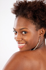 Fototapeta na wymiar Pretty black woman smiling
