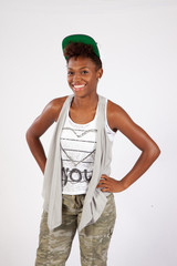 Pretty black woman smiling