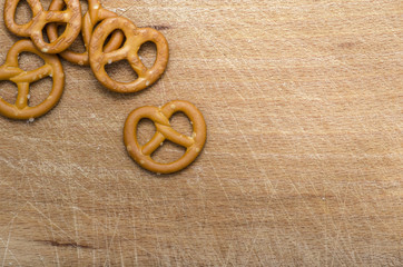 Pretzels on Wooden Table - Snacks Background