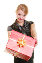 holidays love happiness concept - girl with gift box