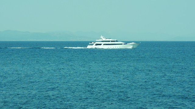 White luxury boat in the sea